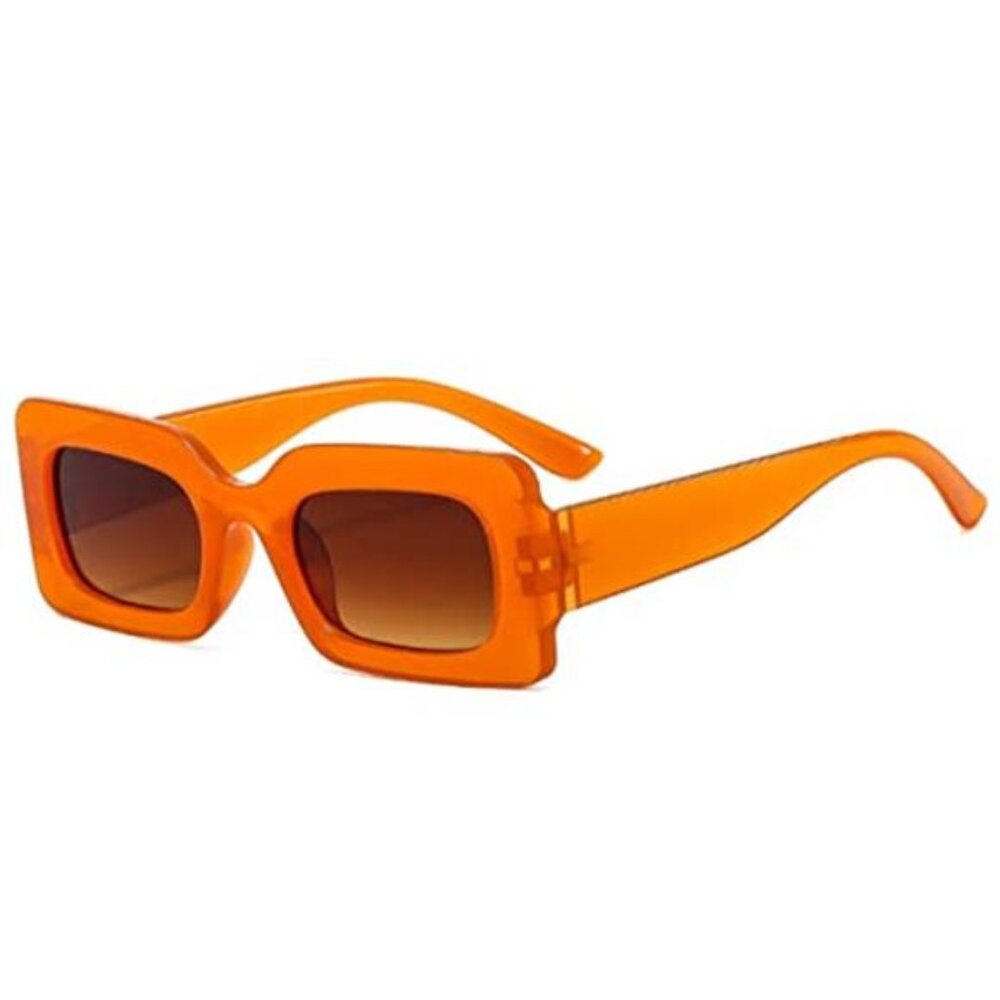 Womens Retro Rectangle Sunglasses Vintage 90s Y2K Square Frame